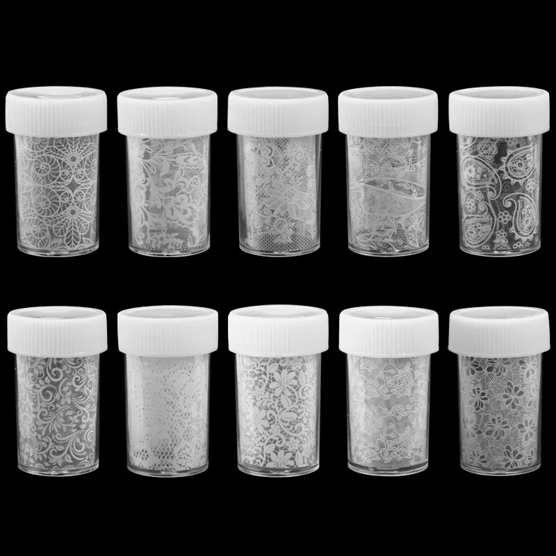 Фольга для ногтей 100*4 см белая кружевная фольга с цветами Высококачественные