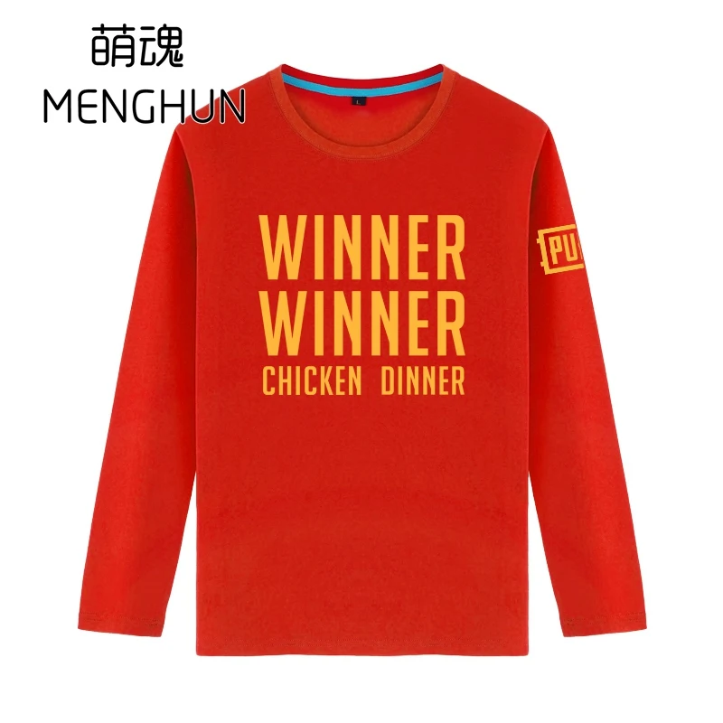 WINNER CHICKEN DINNER Long sleeve cotton t shirts PUBG Autumn ac1186 | Мужская одежда