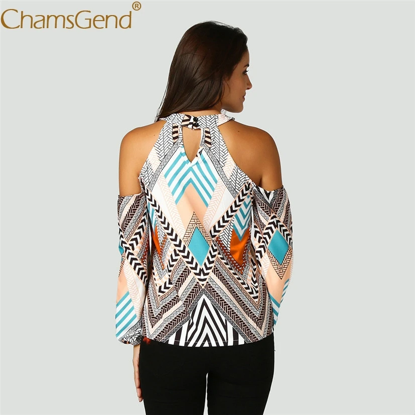 Бесплатная доставка женская блузка с принтом в богемном стиле открытыми плечами