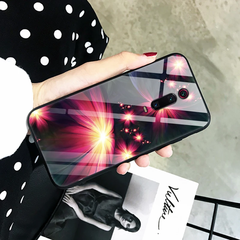 Чехол для Xiaomi Redmi K20 жесткий чехол с закаленным окрашенным стеклом задний бампер