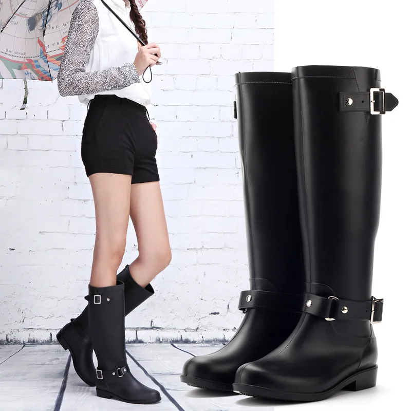 Женские резиновые сапоги; женские охотничьи сапоги; обувь; botas mujer; высокие осенне-зимние женские сапоги до колена; обувь на молнии; Прямая поставка