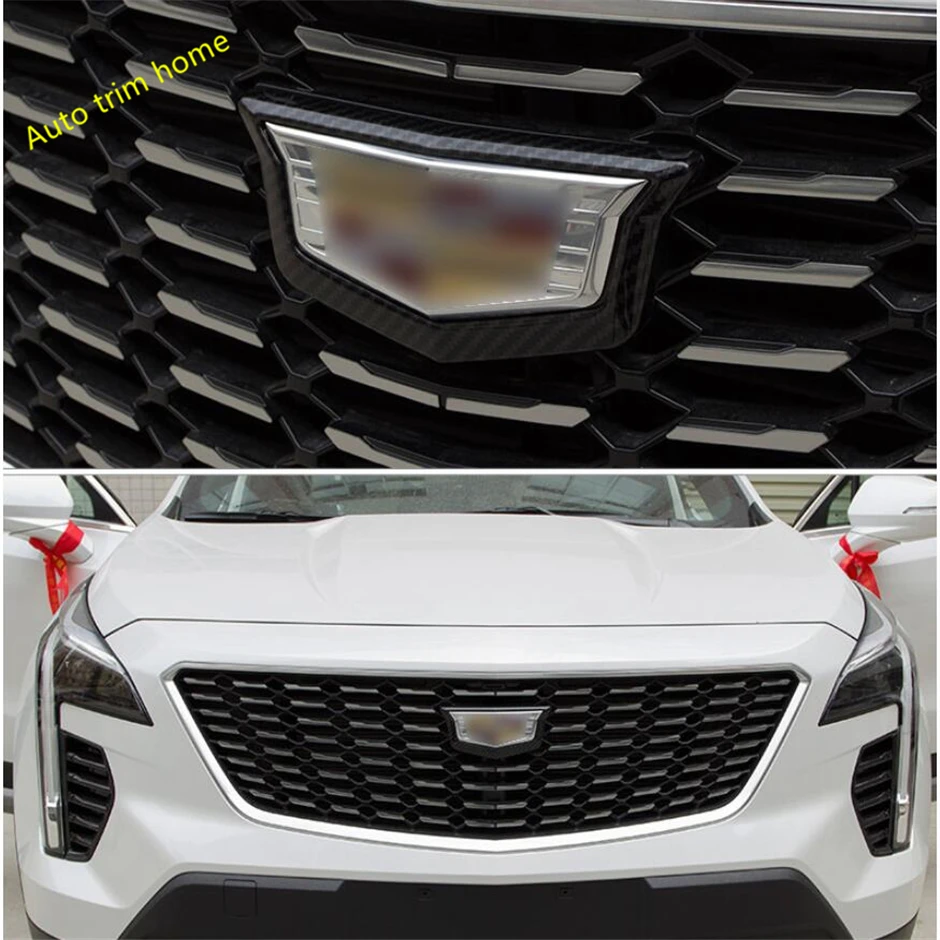 

Front Middle Logo Styling Sticker Frame Cover Trim Fit For Cadillac XT4 2019 2020 2021 Red / Chrome / Carbon Fiber Look