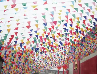 10 м многоцветный треугольник гигантский флаг Bunting гирлянда подвески-вымпелы