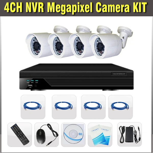 4ch NVR IP Камера комплект 1.0mp Системы 1080 P H.264 Full HD CCTV видео наблюдения безопасности 4