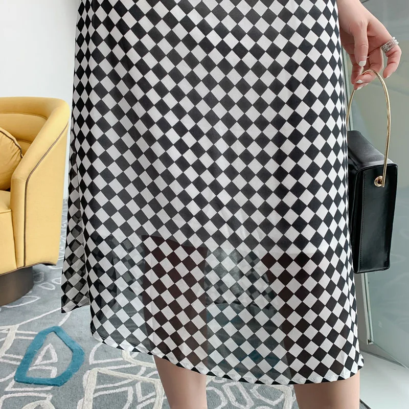 Женский комплект из 2 предметов шифоновый стильный клетчатый костюм летняя