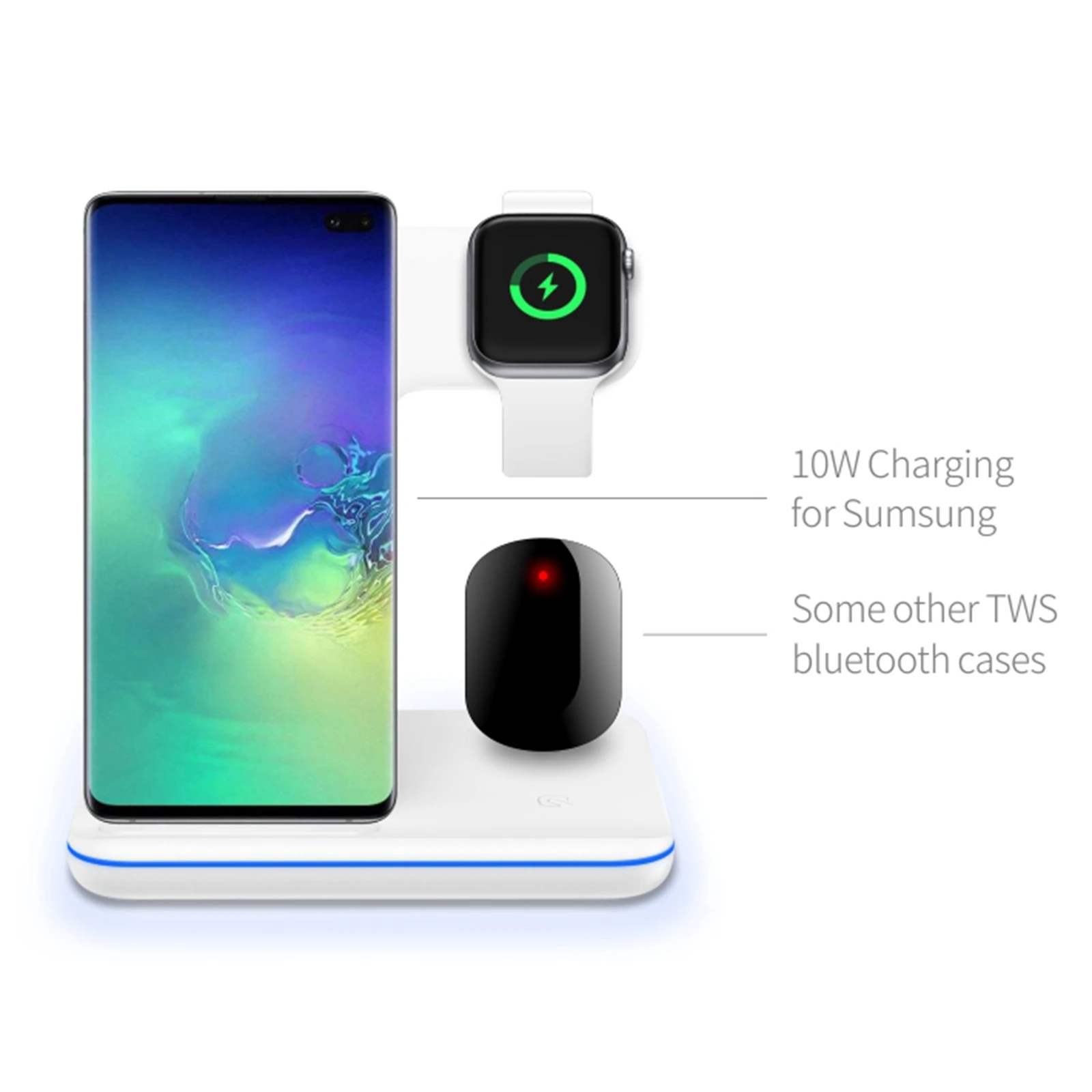 3в1 15 Вт Qi Беспроводное быстрое зарядное устройство для Iphone X/Xiaomi/huawei телефон вертикальное Зарядное устройство Док-станция для Apple Airpods Watch 4 3 2 1