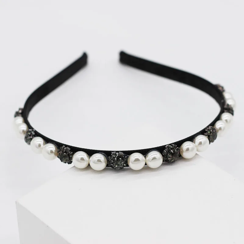 Baroque simple small particle geometry rhinestone pearl dance street shooting leisure travel headband 952