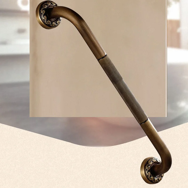 45cm Grab Bar Латунный коллекционный резной держатель для бумаги, аксессуары для ванной комнаты, античные Товары для ванной комнаты, настенный латунный набор аксессуаров для ванной комнаты - Цвет: 45cm Grab Bar