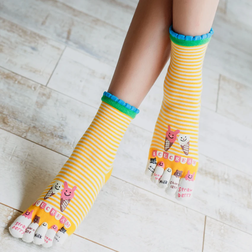 Лидер продаж жаккардовые женские носки в полоску с мороженым на осень и зиму