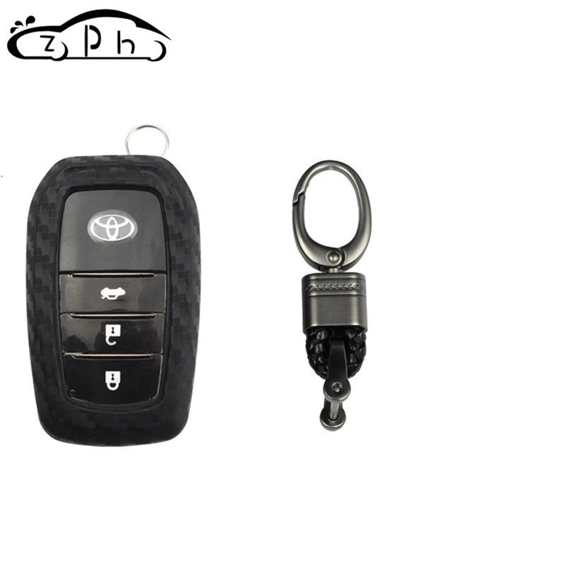 Чехол для ключей автомобиля из углеродного волокна для Toyota Hilux Fortuner Land Cruiser Camry Coralla Crown RAV4 Highlander