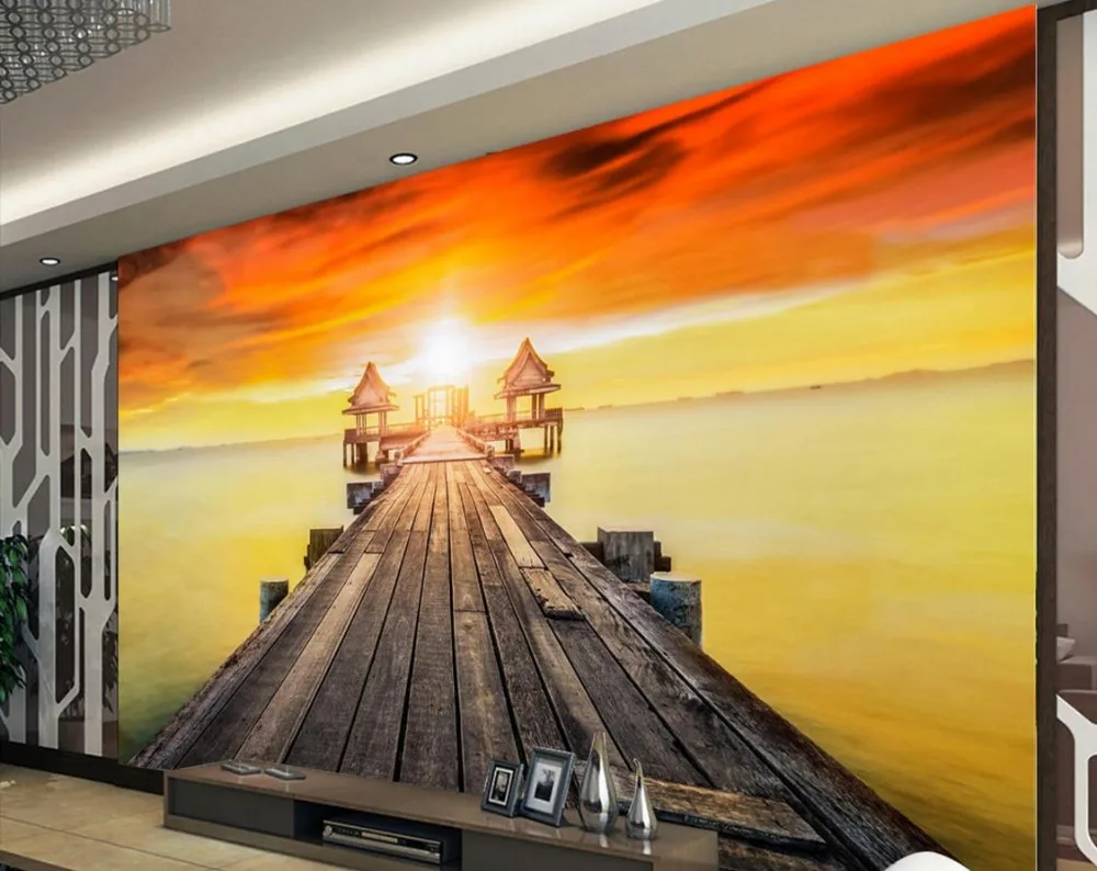 Пользовательские 3d обои для гостиной морской пейзаж фрески фотография фоновая