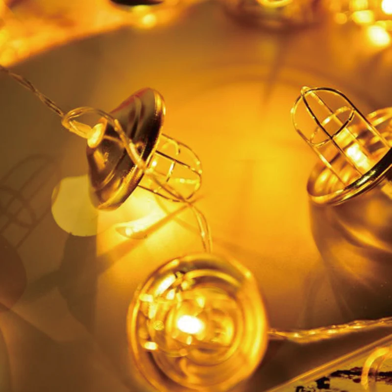 Ретро железная Металическая светодиодная гирлянда со стразами для