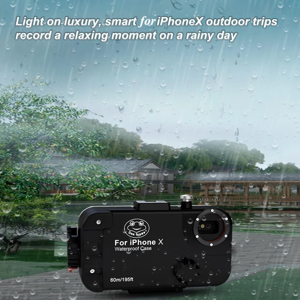 Водонепроницаемый чехол SeaFrogs 60 м/195 футов для подводной съемки iPhone X черный сумки