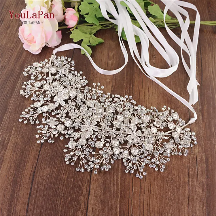 White ribbon YouLaPan SH240 свадебное платье пояс Стразы пояс серебро Стразы Свадебный Пояс свадебный цветок пояс для выпускного вечера - Цвет: White ribbon