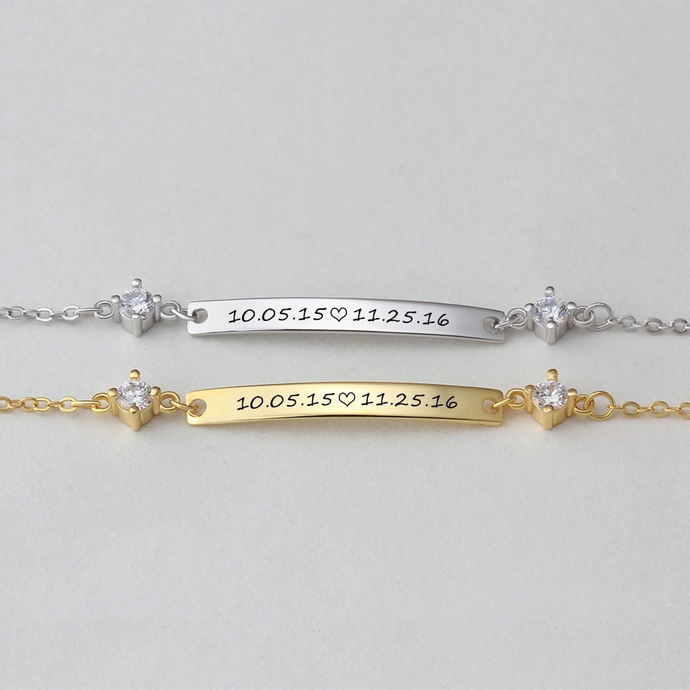 Персональный подарок ID braceles с кубического циркония настроить выгравировать имя