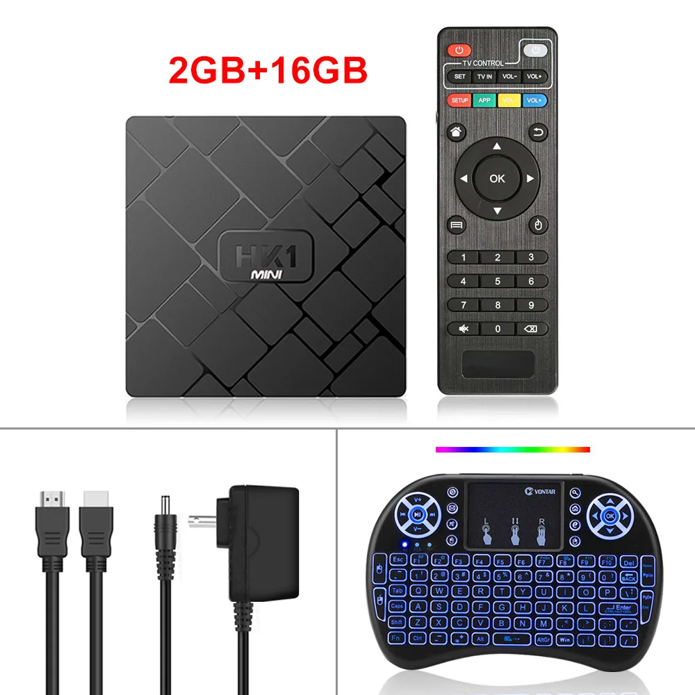2GB16GB backlit i8 Android 9,0 Smart tv Box RK3229 четырехъядерный 2 Гб 16 Гб HK1 мини 2,4 ГГц Wifi H.265 4K HD Google плеер магазин телеприставка медиаплеер - Цвет: 2GB16GB backlit i8