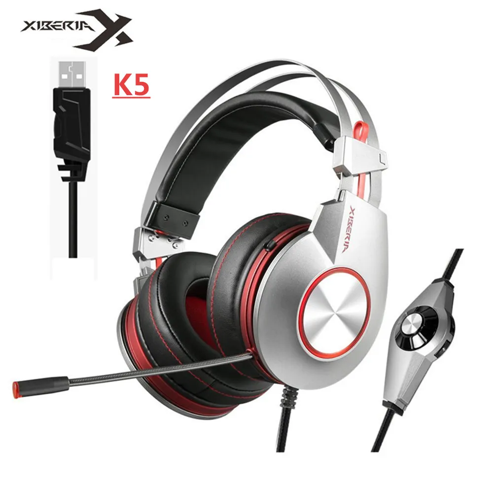 XIBERIA K3/K5/K9/K10 USB Игровые наушники Virtual 7,1 объемный звук стерео бас гарнитура с микрофоном светодиодный для компьютера геймера