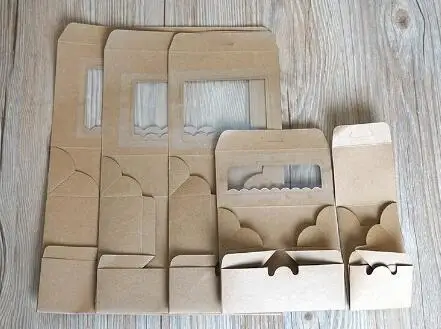 Упаковка для печенья в синий горошек/Коричневый Гофрированный крафт бокс торта с