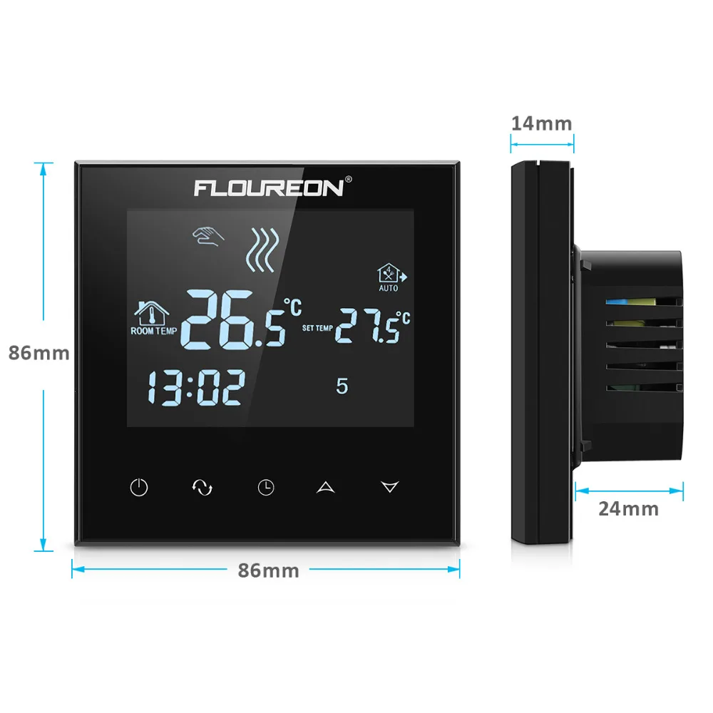 Floureon Электрический терморегулятор отопления ЖК сенсорный экран программируемый