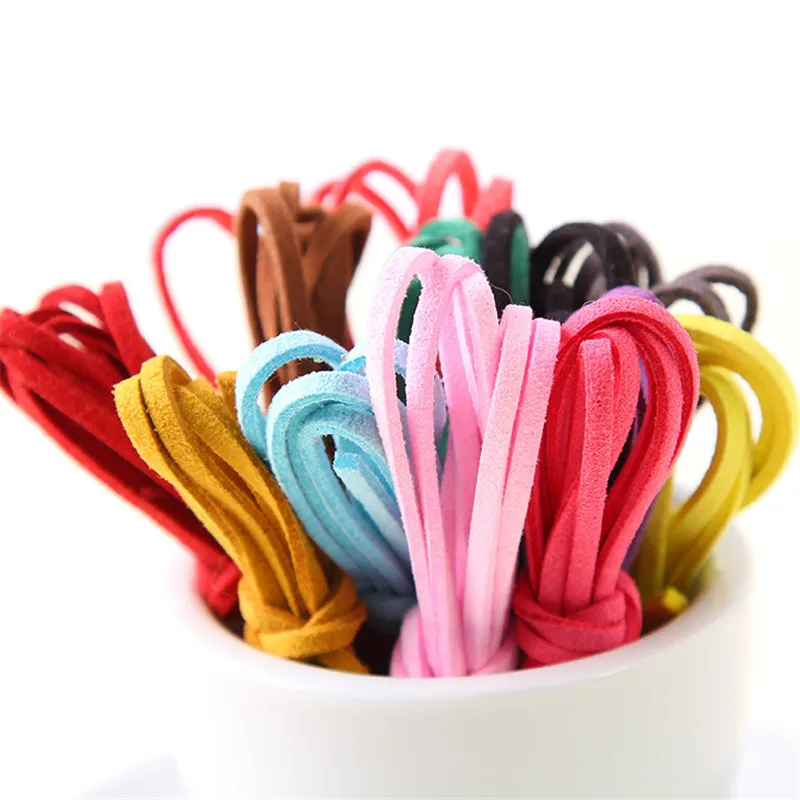 1 м 3 мм ширина корейский искусственного замша шнур многоцветный плоский кожаный