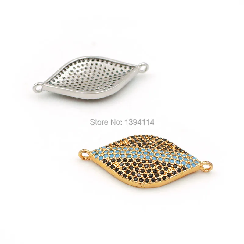 28*15*2 мм Micro Pave Kallaite CZ сглаза Шарм Разъем Fit для мужчин и женщин решений браслеты