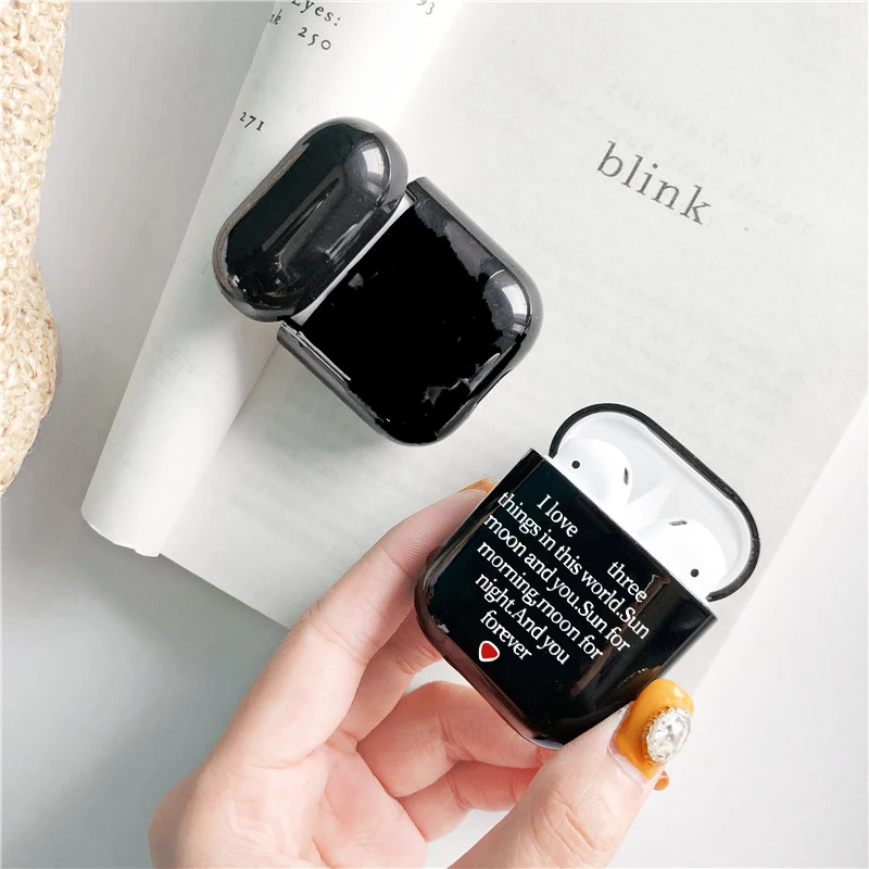 Милый чехол для Apple airpods мультяшный Стильный с цитатами Bluetooth наушников Airpods