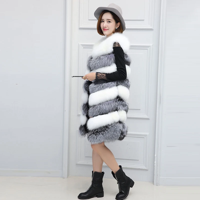 Женский жилет средней длины из искусственного меха зимний лисы PC273 2019 | Женская
