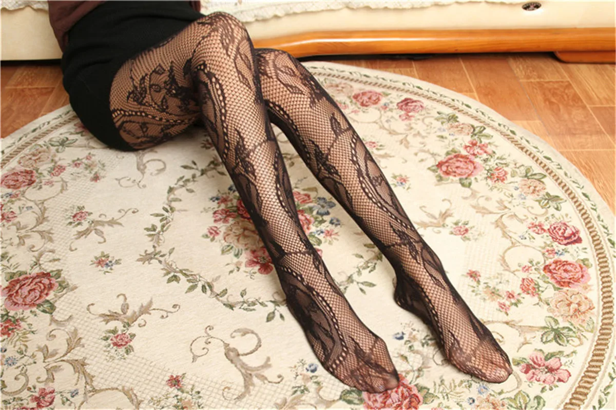 Для женщин кружевные колготки ажурные Collant Femme чулки в сеточку Открыть