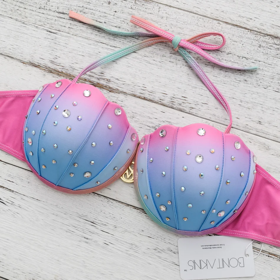 Bonitakinis купальники со стразами Carystal пляжный костюм сексуальное женское бикини пуш