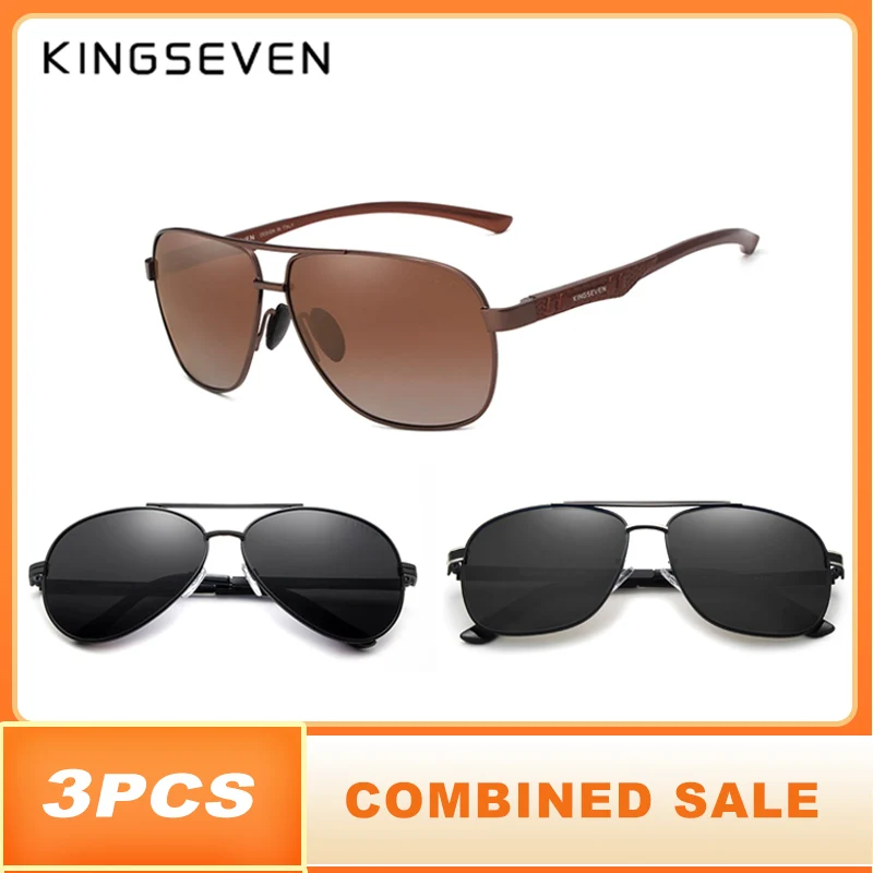 

3PCS Combined Sale KINGSEVEN Brand Design Sunglasses Men Polarized Mirror Lens 100% UV Protection Oculos De Sol