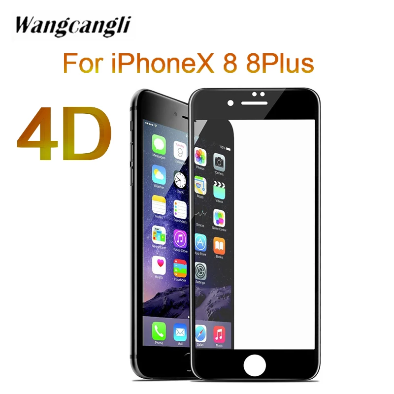 Закаленное стекло 4D Arc с изогнутыми краями и полным покрытием для IPhone X 8 8s 8Plus HD