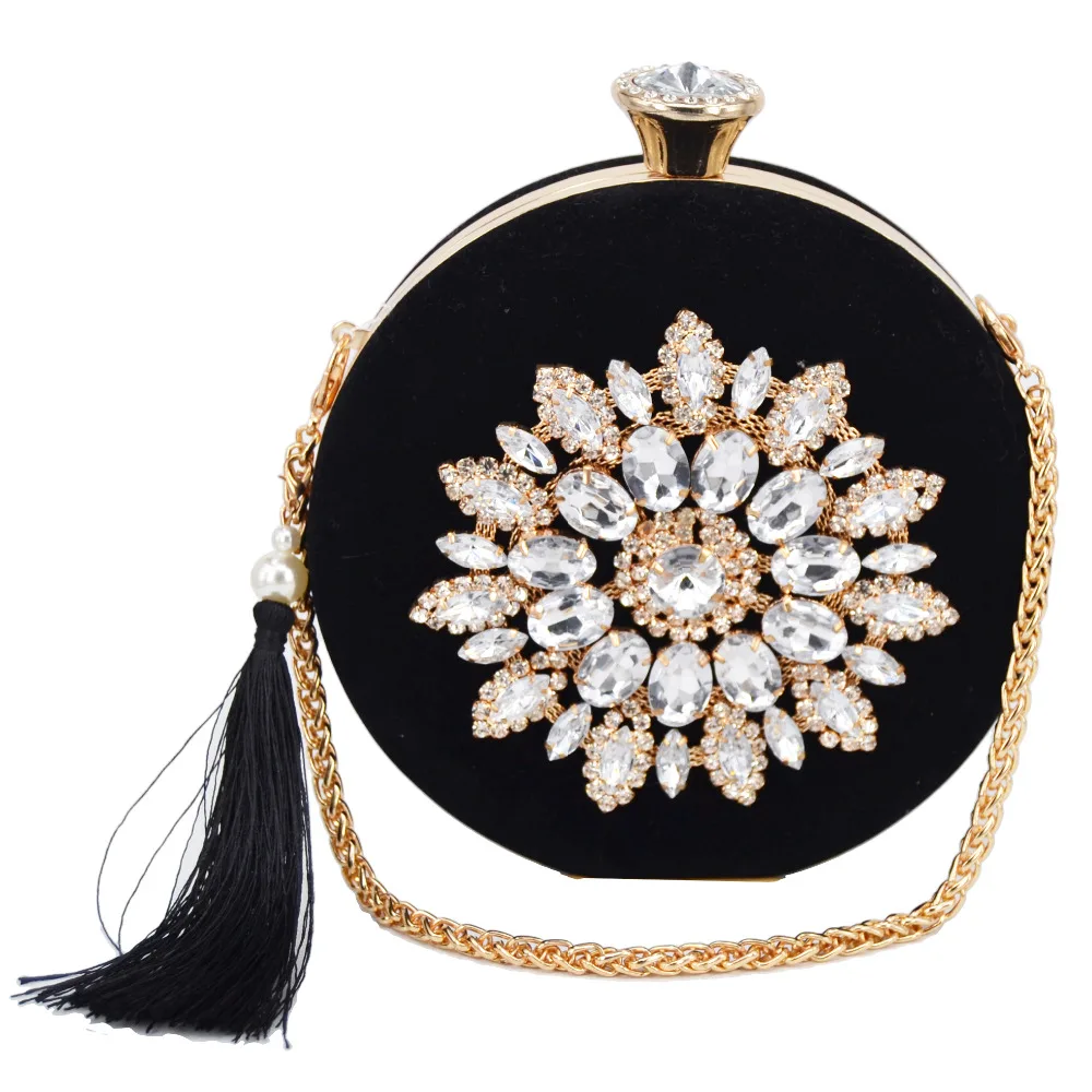 Фиолетовый/розово красный округлость Мода цепи барсетки фланель клатч с