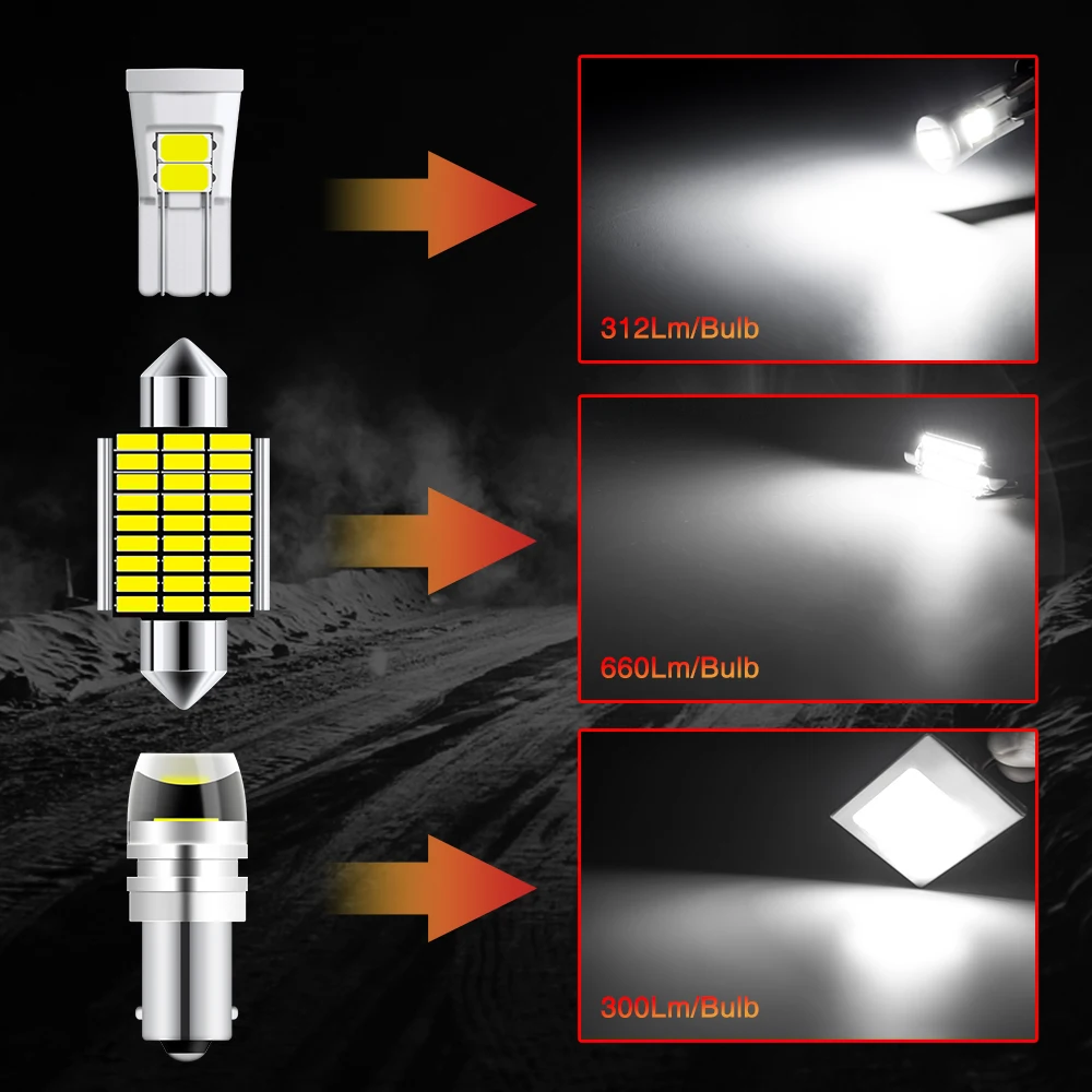 Комплект карта Потолочные плафоны двери номерной знак лампы посылка 12V T10 22