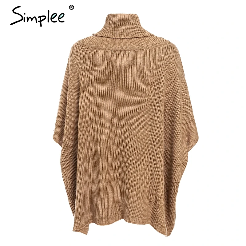 Simplee вязаный свитер с высоким воротом накидка для женщин Повседневное Зимний