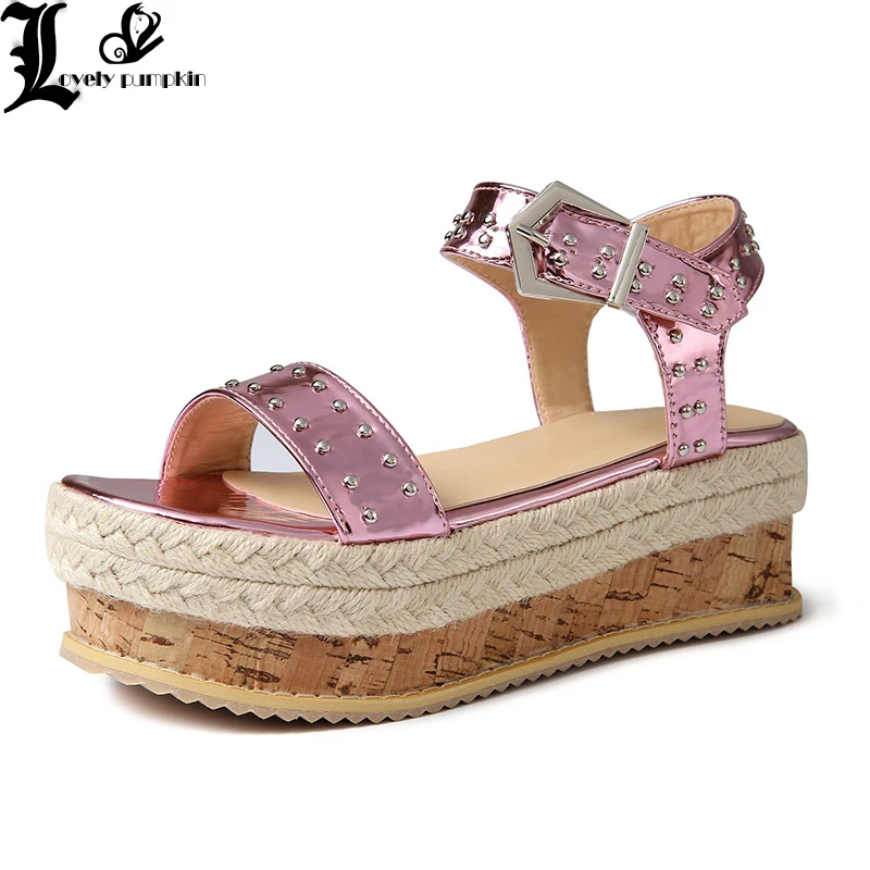 Бесплатная доставка Новинка босоножки на танкетке и каблуке Летняя обувь в