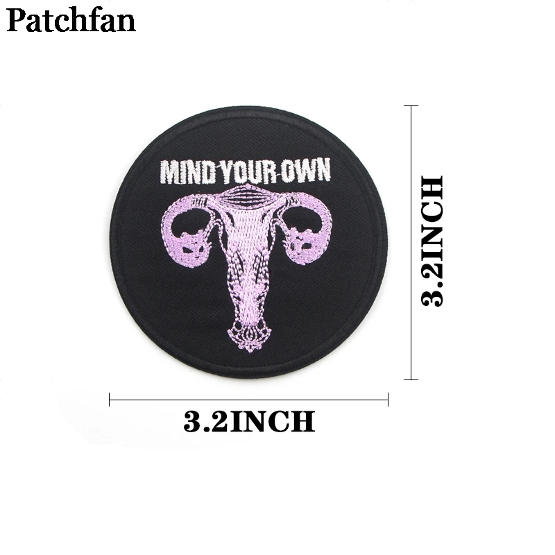 Patchfan Feminist uterus имейте в виду свой собственный DIY Вышивка для аппликации, шитья утюгом на одежде Рюкзак украшения наклейки значки A2229