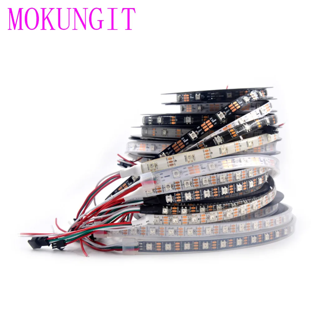 1 м/5 м WS2812B SK6812 30/60/74/96/144 пикселей/м 2811ic Встроенная индивидуально Адресуемая RGB