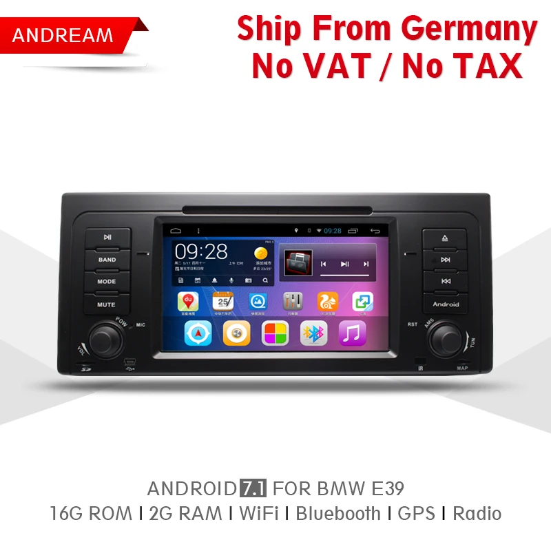 Quad Core 2G RAM 16G ROM Car DVD Player Stereo Android 7.1 Navigation BT For BMW E39 Free ship Steering Wheel Control EW802P7QH |
