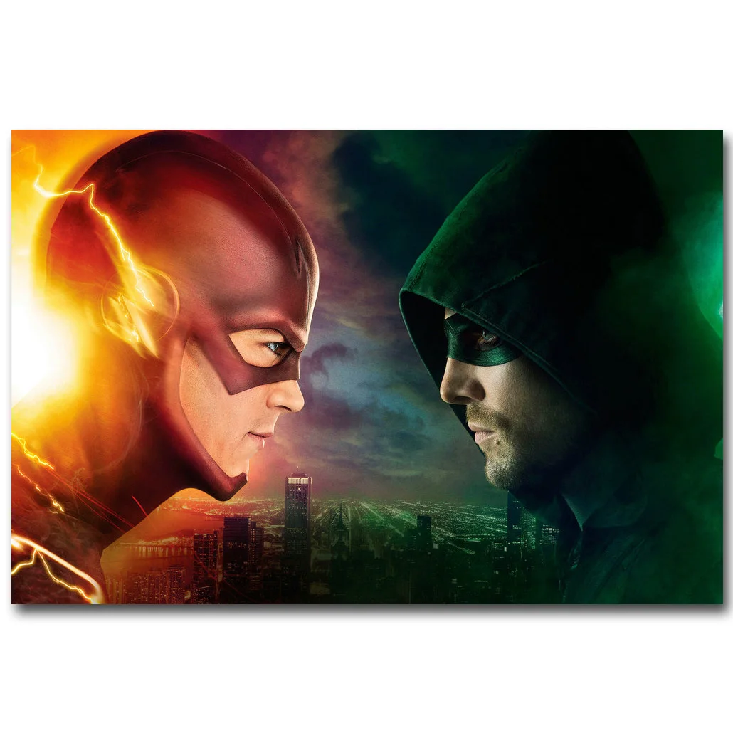Фотовспышка vs Arrow Superheroes художественный шелковый тканевый постер принт ТВ сериал
