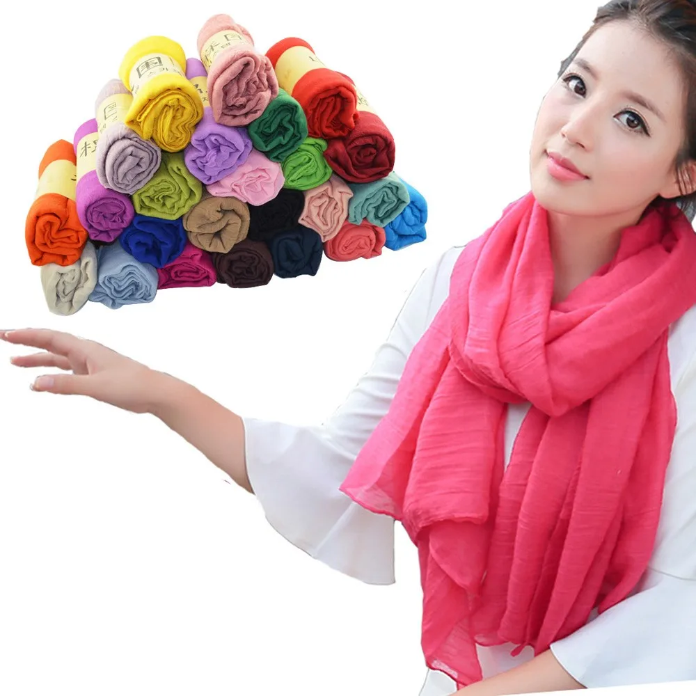 Шарф женский зимний/осенний шарф карамельного цвета шали из льна и хлопка теплый