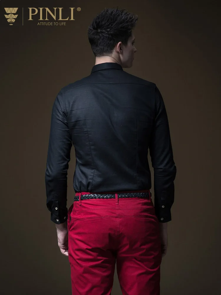 Мужская льняная рубашка с длинными рукавами гавайская модель B191113132 весна 2019 |