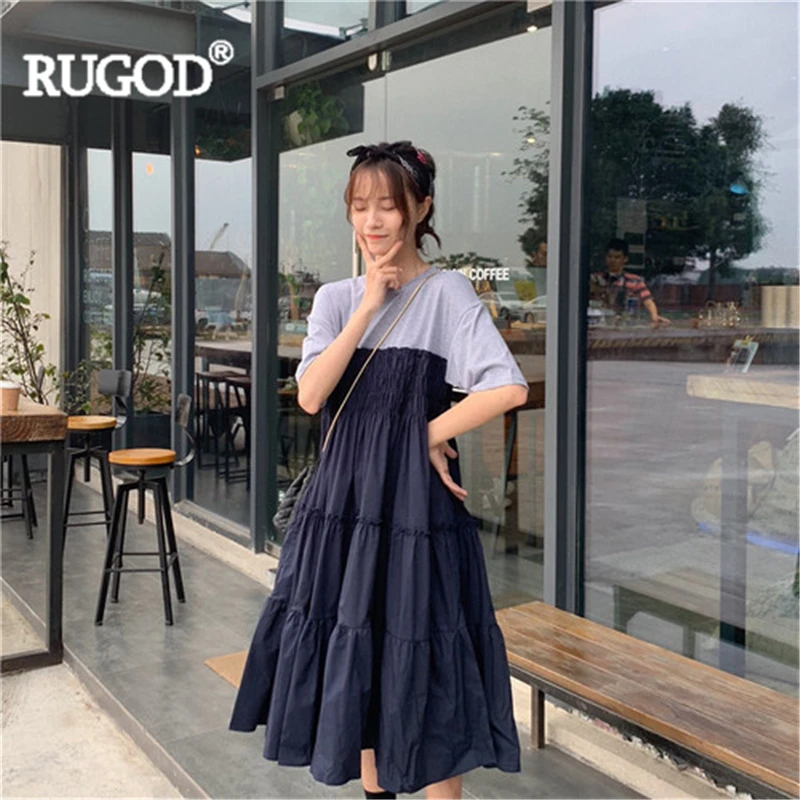 RUGOD/новое летнее женское платье милое бальное в стиле пэчворк с круглым вырезом