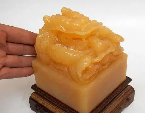 Очень большая пластина из натуральной магнолии нефрита дракон украшение Печать