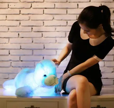blue 1 шт. 70 см kawaii Большой плюшевый мишка светящийся светодиодный морской Лев плюшевый игрушка мягкие светящиеся игрушки прекрасный светильники в виде животных, Детская наволочка Рождественский подарок - Цвет: blue