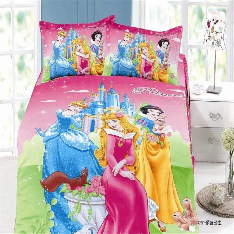 Disney Bedding 4 Набор постельных принадлежностей disney Barbie двухместная кровать простыни для Декор для детской спальни покрывало для девочек пододеяльник 3-4 шт 3d печатных детей розовый - Color: Disney Bedding 4