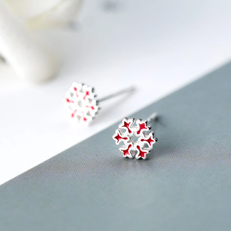 Женские серьги гвоздики в виде снежинки серебро 925 пробы|snowflake stud earrings|stud earringsstud