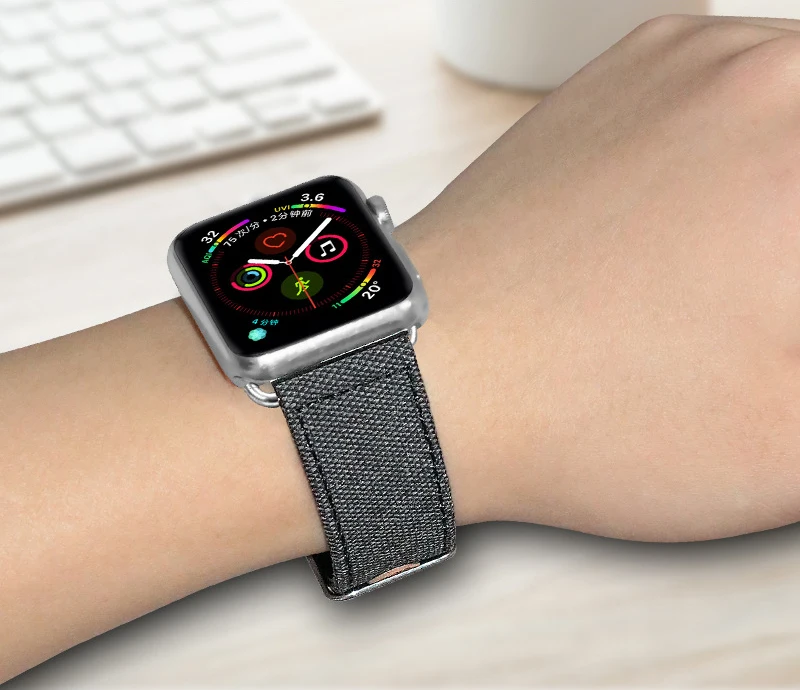 Классический джинсовый/кожаный ремешок для Apple Watch 38 мм 40 мм 42 мм 44 мм тканевый браслет для iWatch серии 2 3 4 ремешок для часов