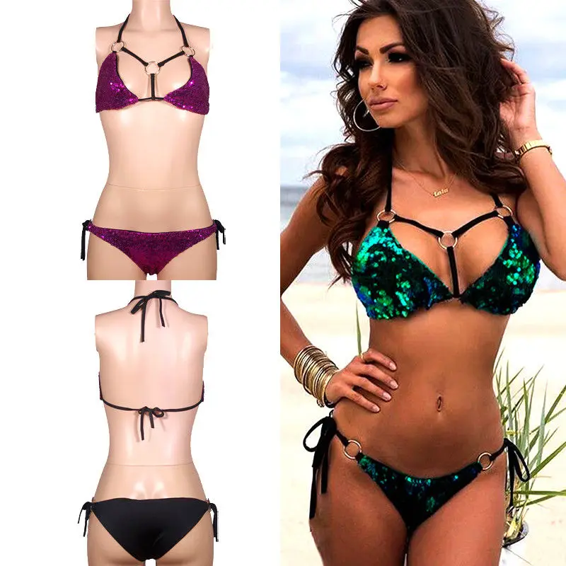 2019 Женская одежда для плавания бандажный комплект бикини купальные костюмы с