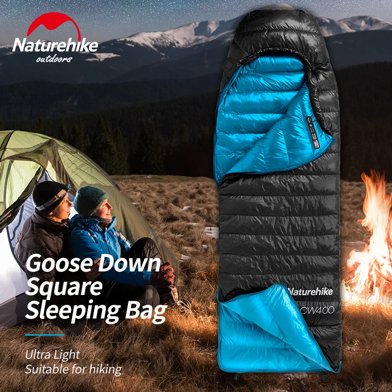 

Naturehike CW400 New open-close design White Goose Down sleeping bag Packable Envelope Type Winter Warm Sleeping Bags NH18C400-D