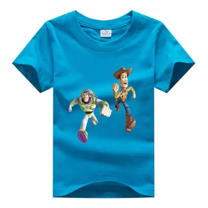 blue childreT-shirt Новая детская футболка классическая история игрушек мультфильма, персонаж Базз Лайтер/древесный 3d футболка для девочек/мальчиков Harajuku Повседневная футболка NN - Цвет: blue childreT-shirt